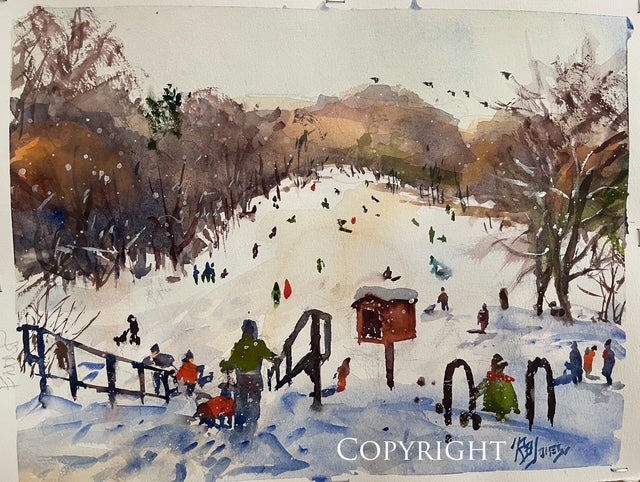 Studio Sketch Offer - March's Hill - Watercolor on paper, 11 x 14”, Richard Burke Jones