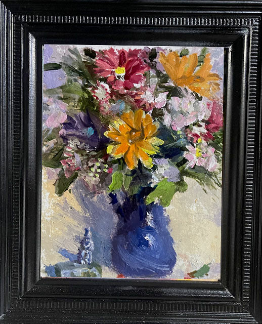Lively Bouquet Oil Study, Oil on linen panel, 9 x 12 in. Framed, Richard Burke Jones