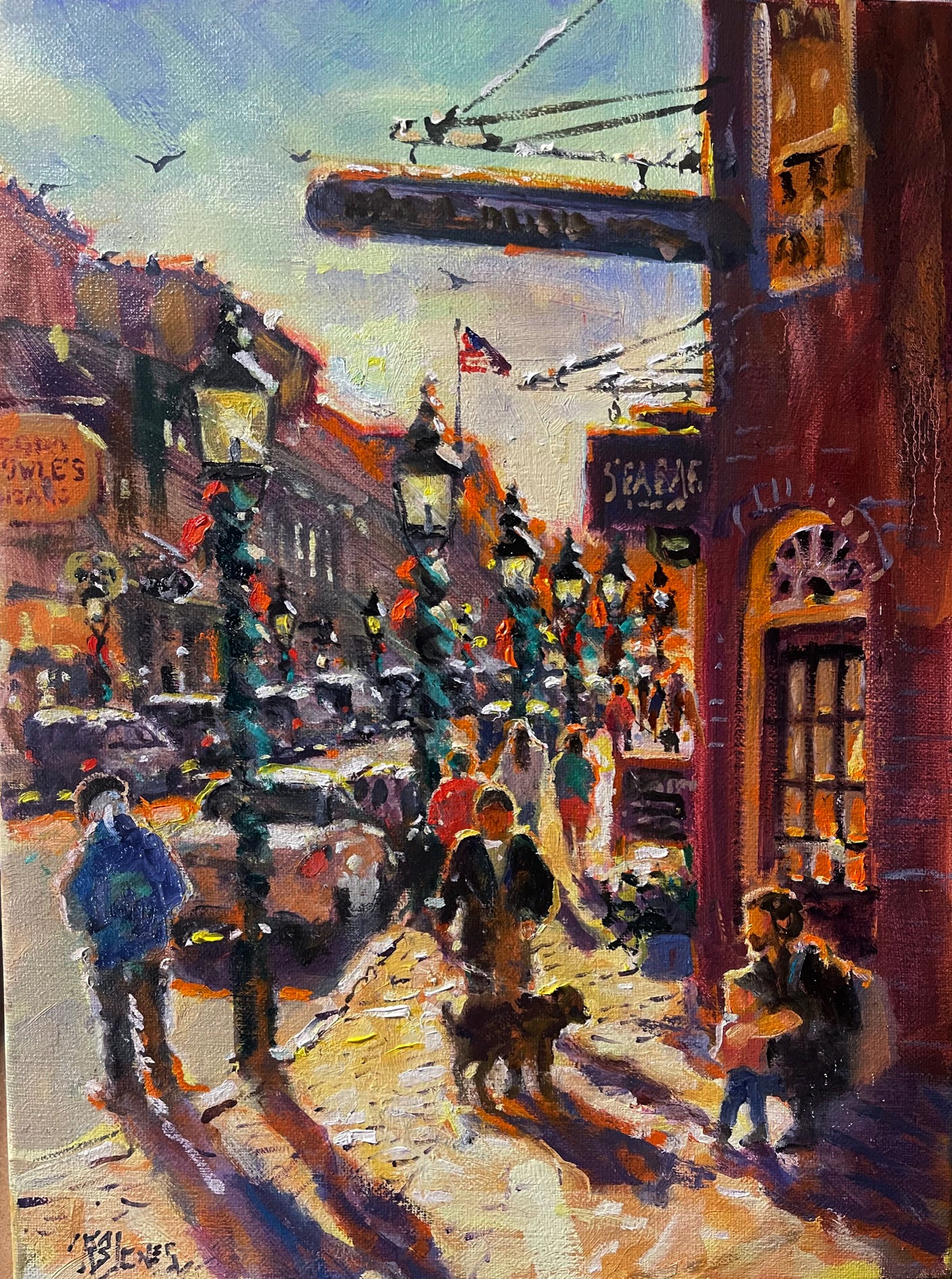 "Market Square Bustle" by Richard Burke Jones, Giclee Print
