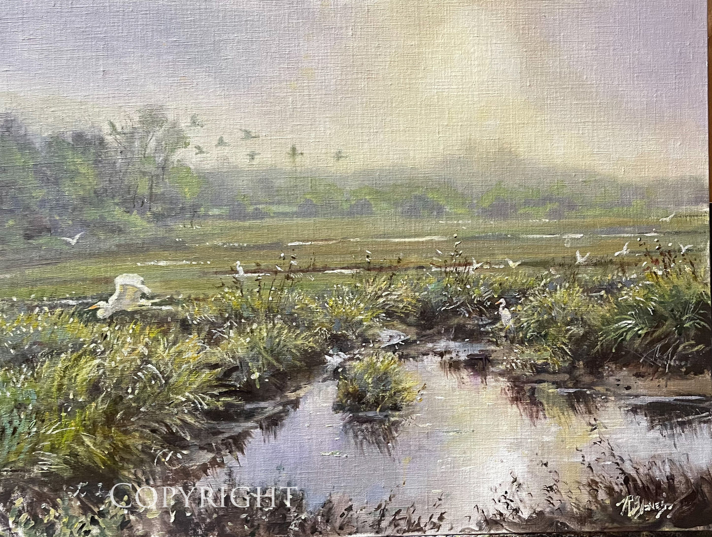 Along Newman Road, Newbury Giclee Print of Oil Painting