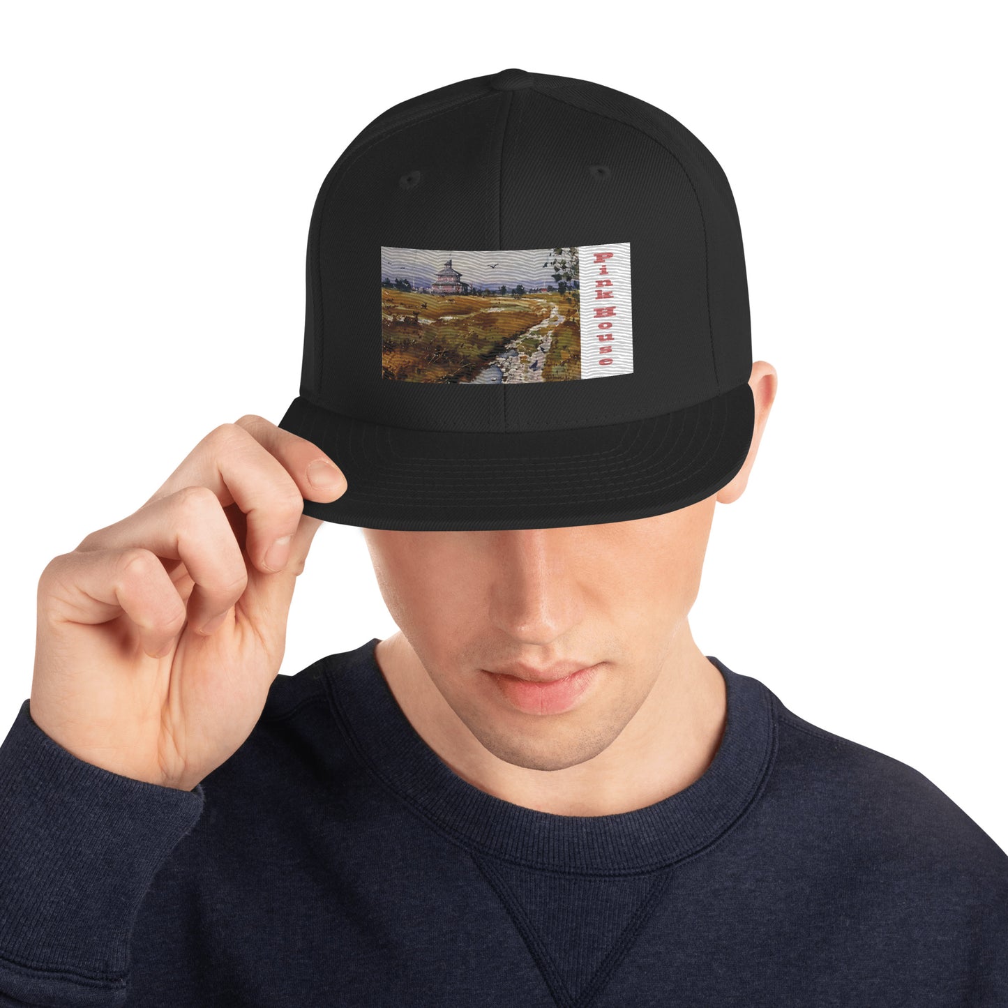 Pink House Embroidered Snapback Hat
