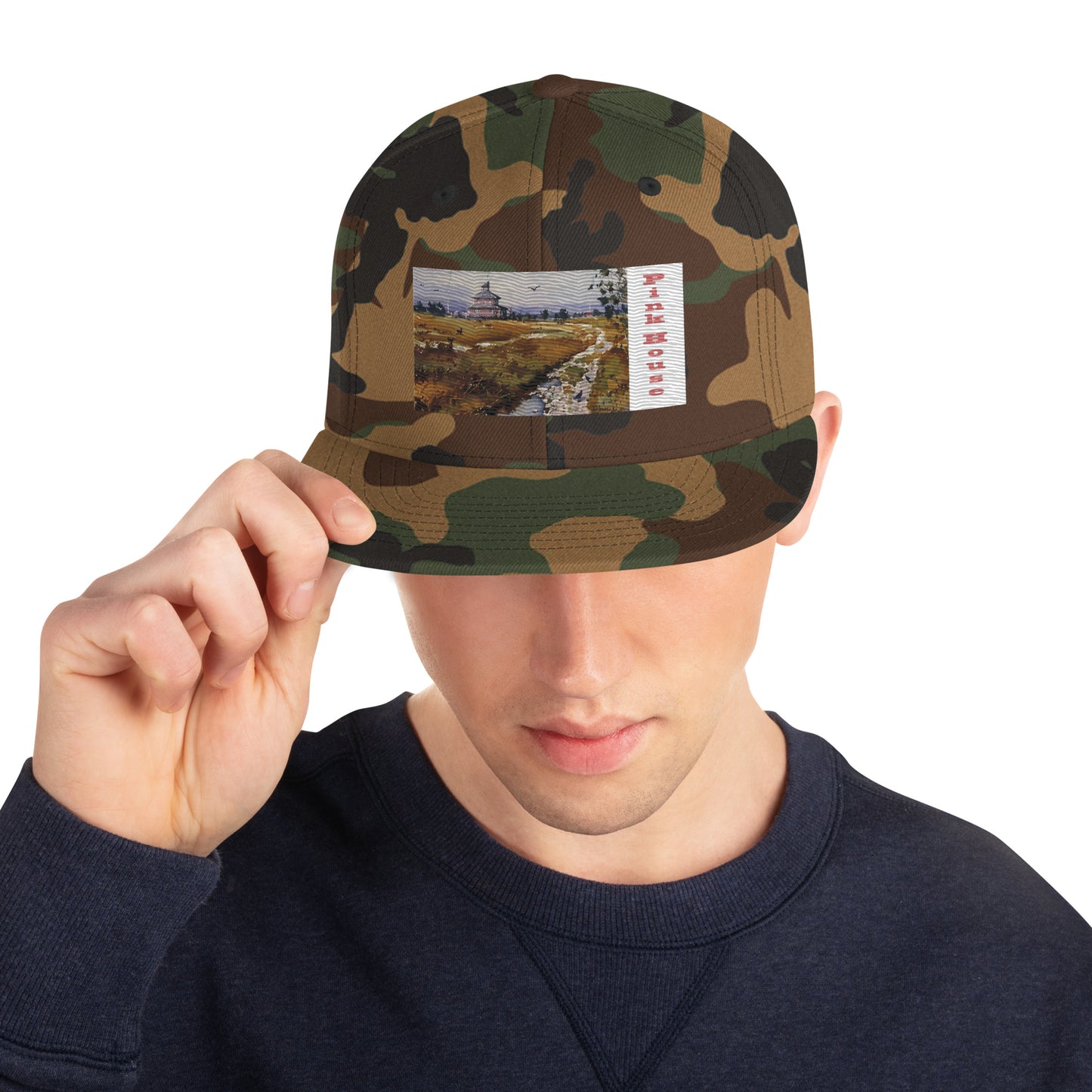 Pink House Embroidered Snapback Hat