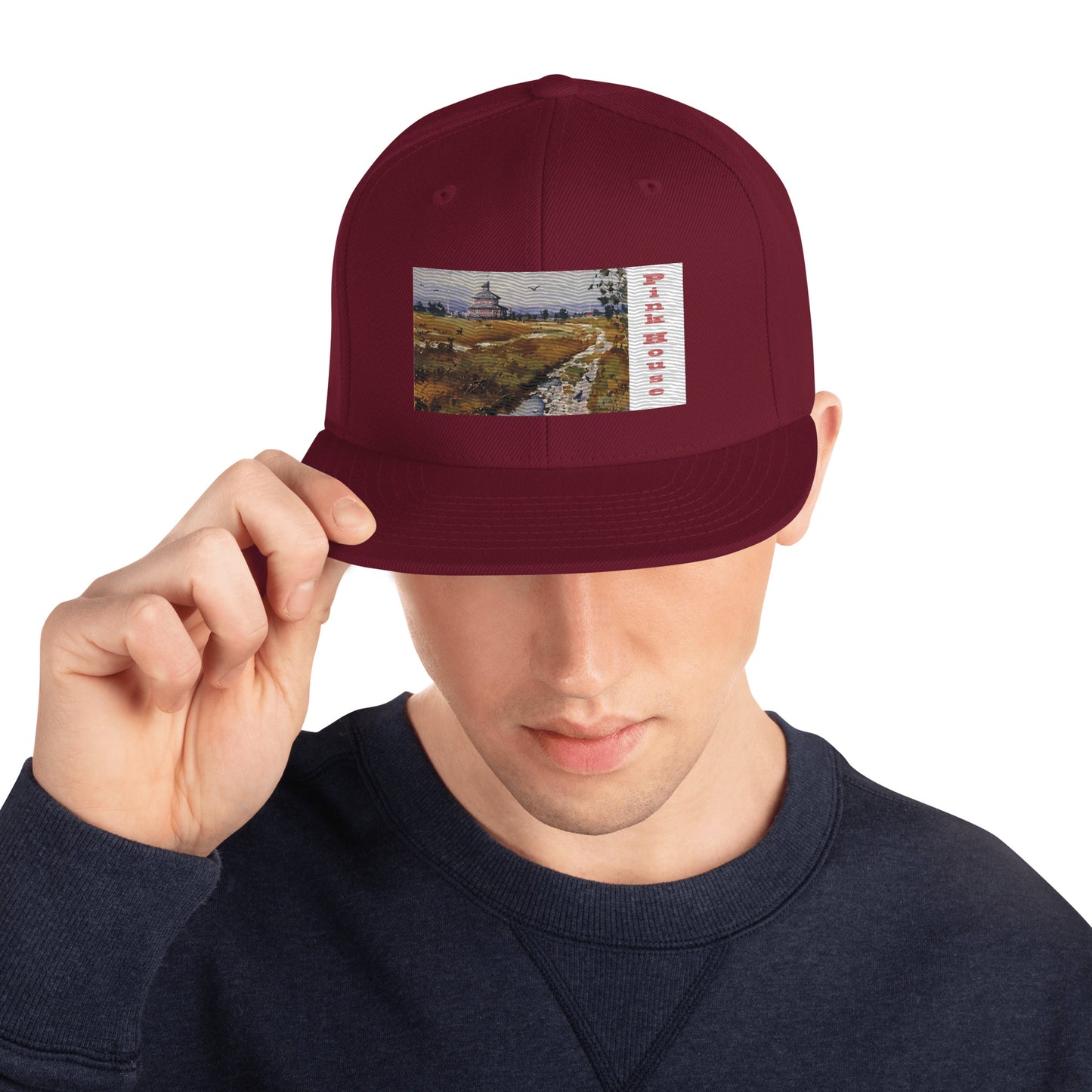 Pink House Embroidered Snapback Hat