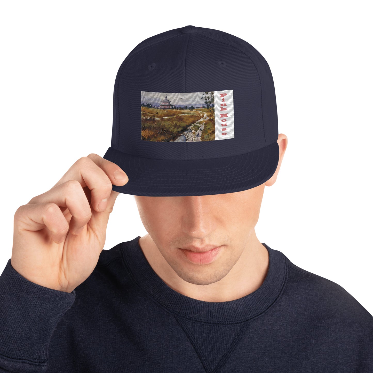 Pink House Embroidered Snapback Hat