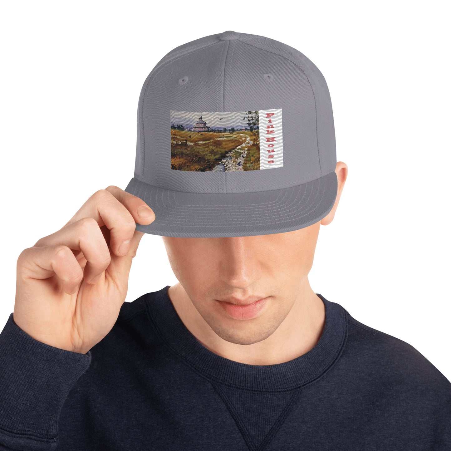 Pink House Embroidered Snapback Hat