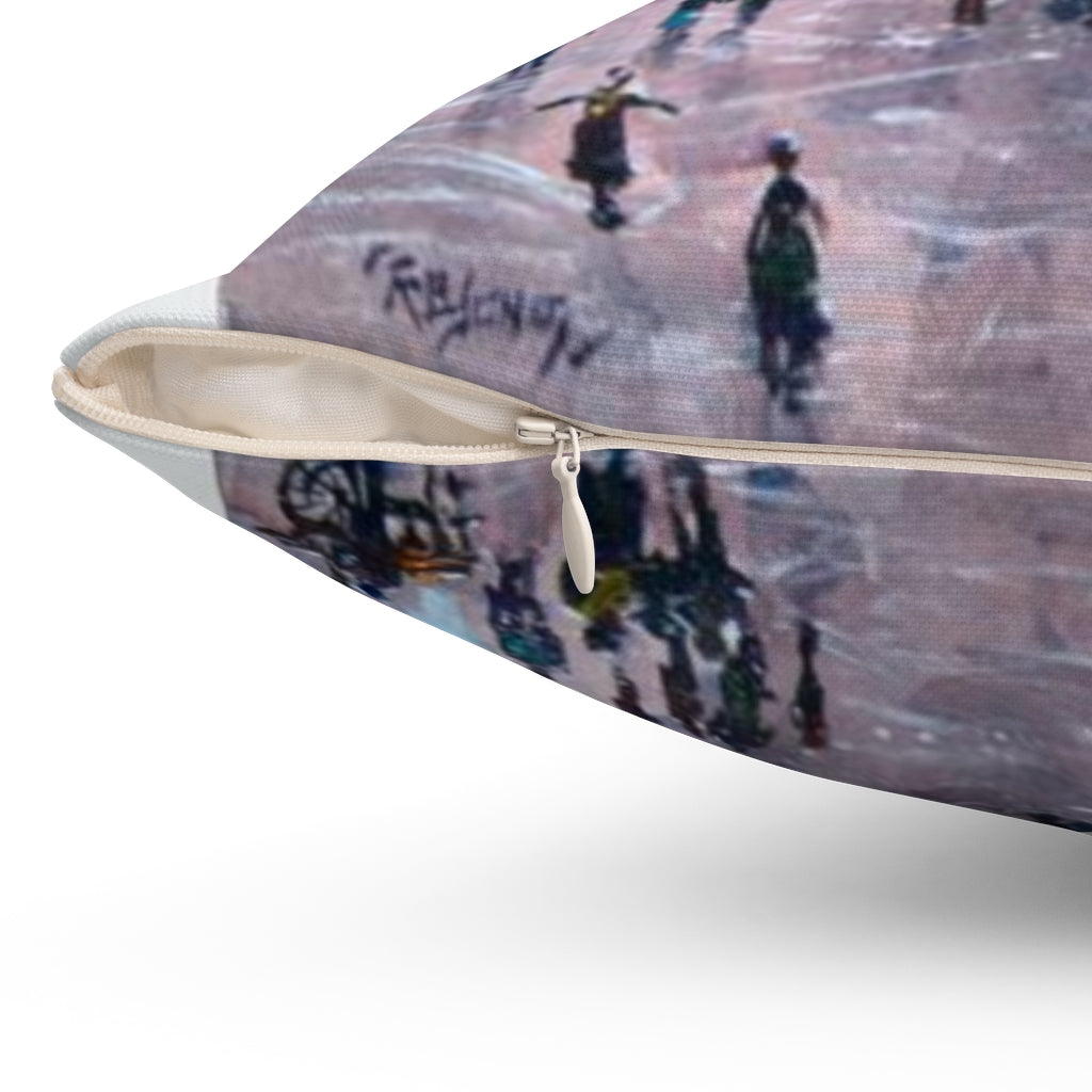 Skating on the Mall with Roasted Chestnuts, Newburyport - Pillow Case, Express Delivery