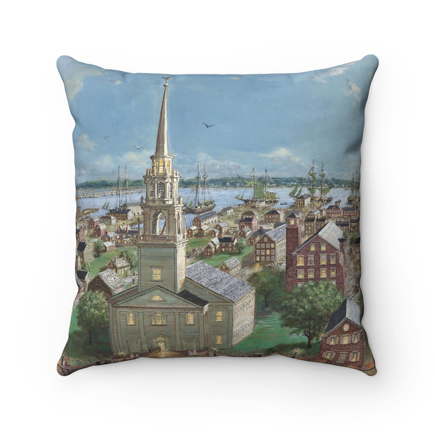 Pleasant Street to the Ships & Beyond, Newburyport, 1860s Pillow Case