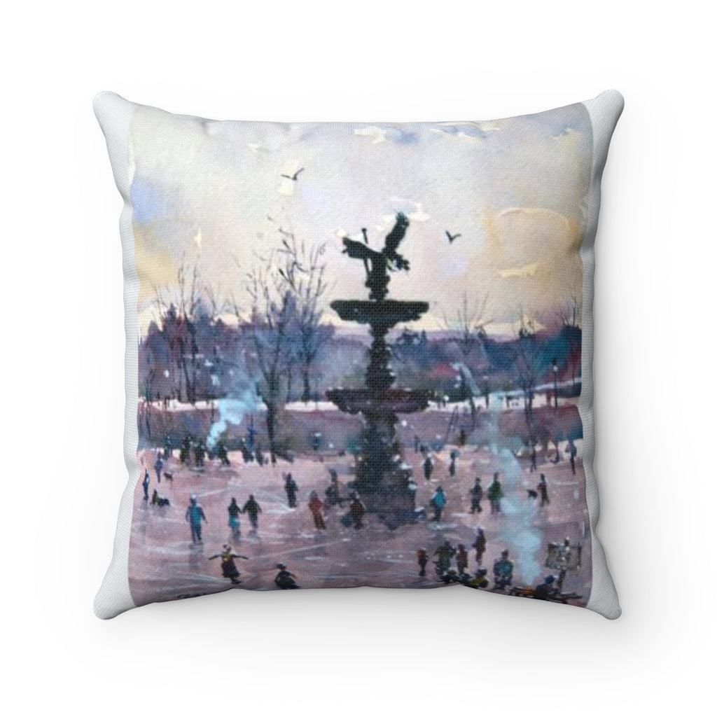 Skating on the Mall with Roasted Chestnuts, Newburyport - Pillow Case, Express Delivery