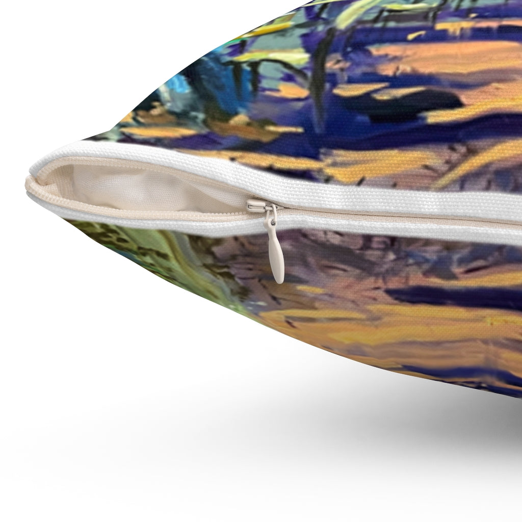 Showing Commercial Alley Artwork of Richard Burke Jones - Spun Polyester Square Pillow
