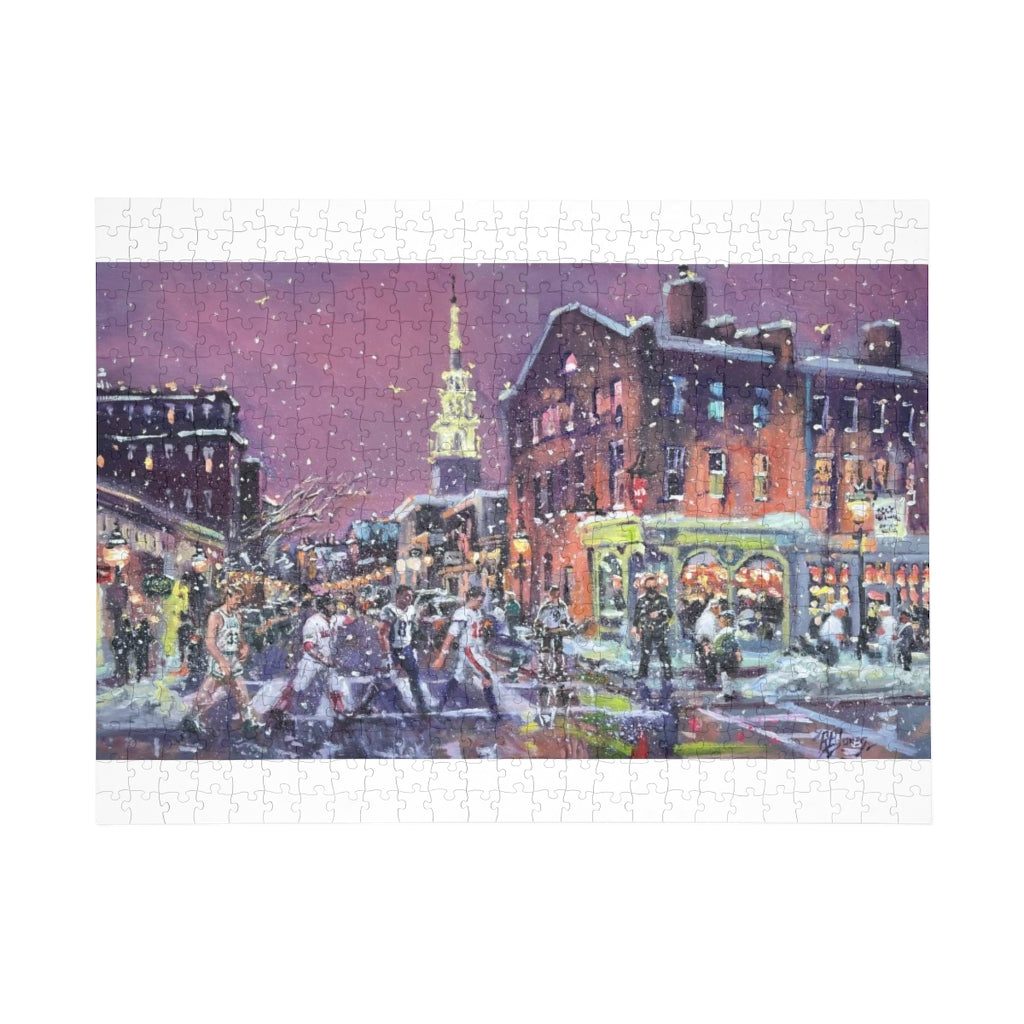 Puzzle (500, 1000-Piece) Boston Sports Players visit Newburyport 14 x 24” Oil, Richardburkejones