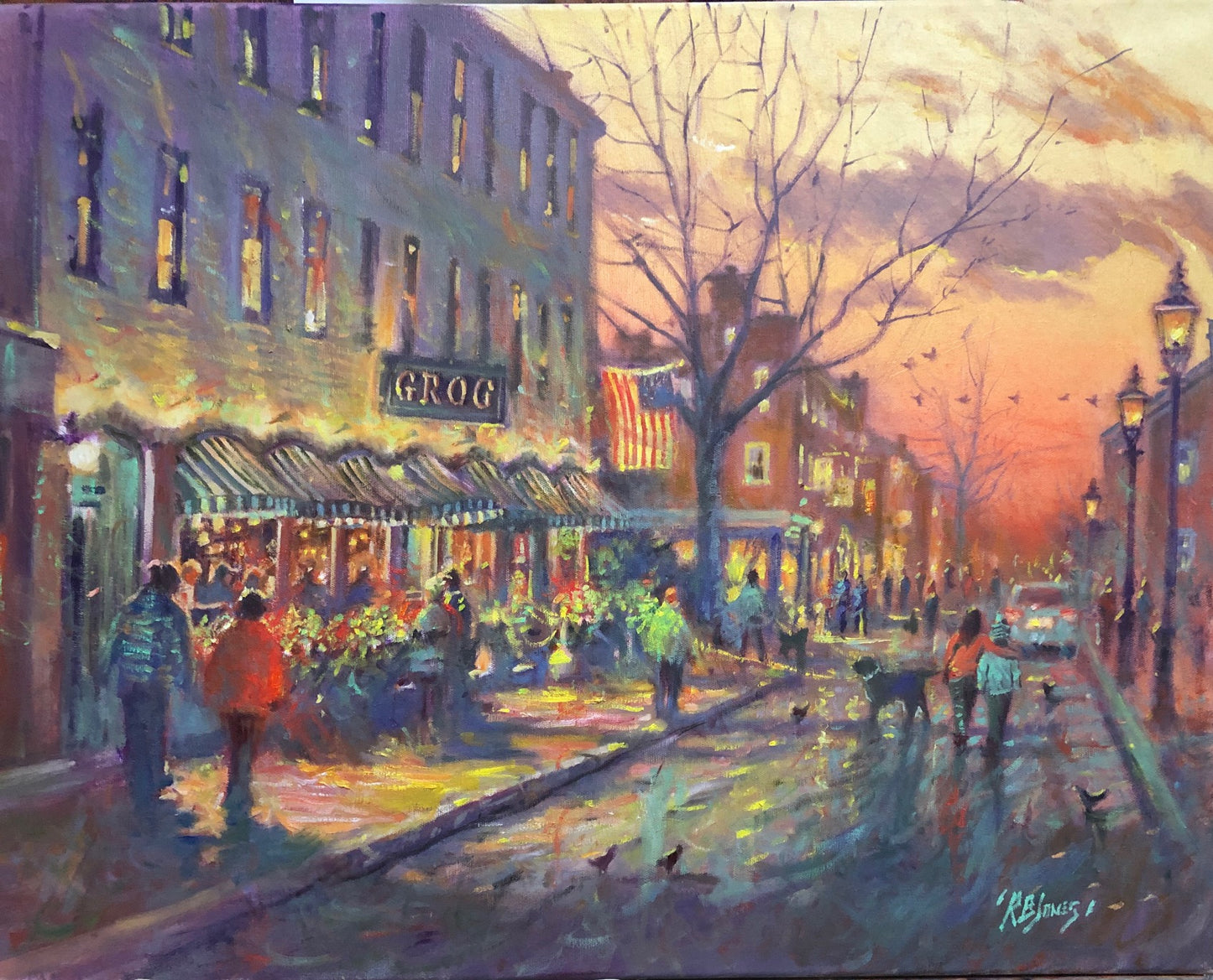 "Grog at Night" Oil Painting