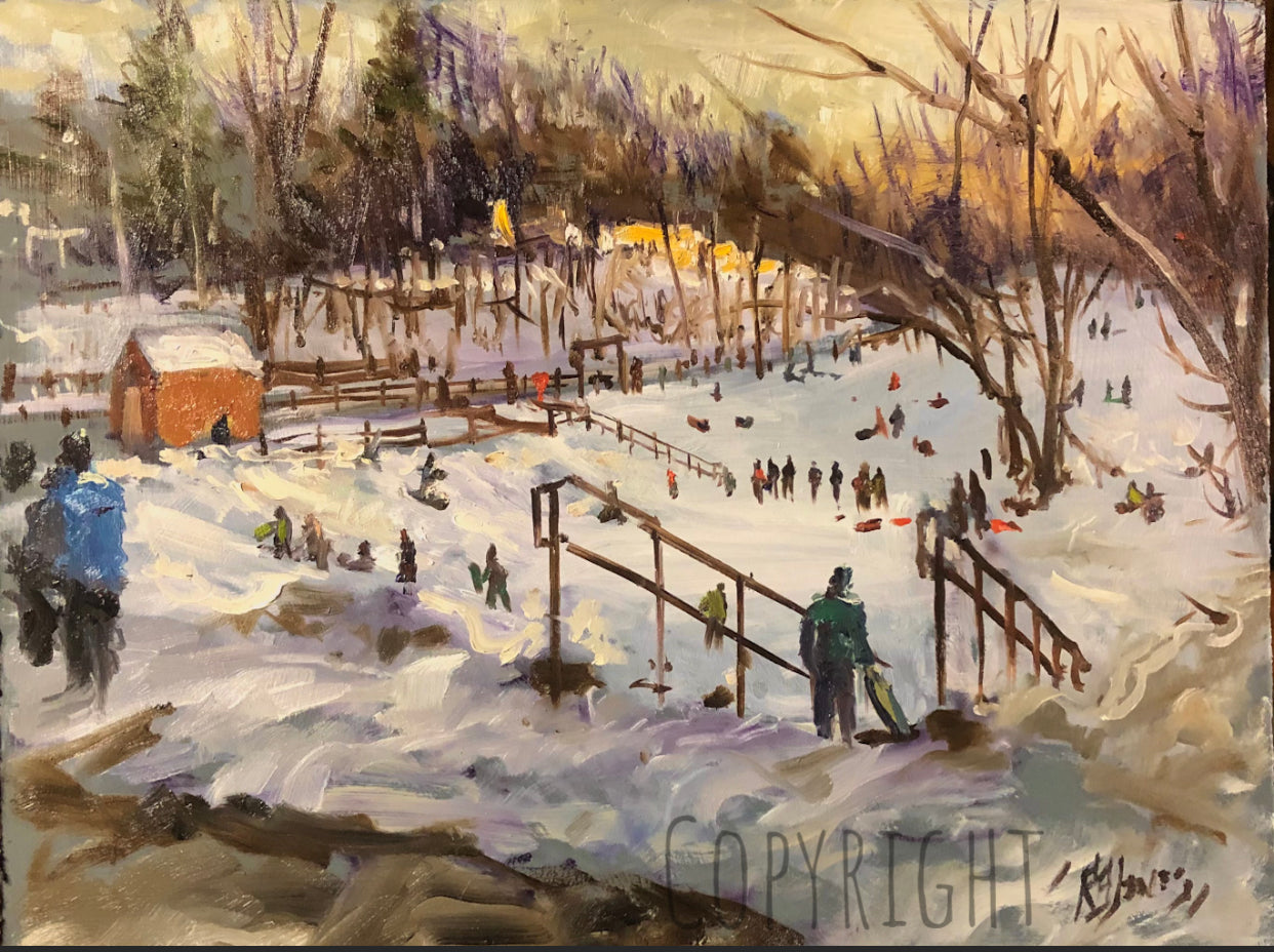 "March's Hill at Late in the Day" Oil Sketch Painting