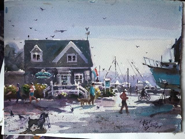 "Rail Trail in the Morning near PICR" Watercolor Painting