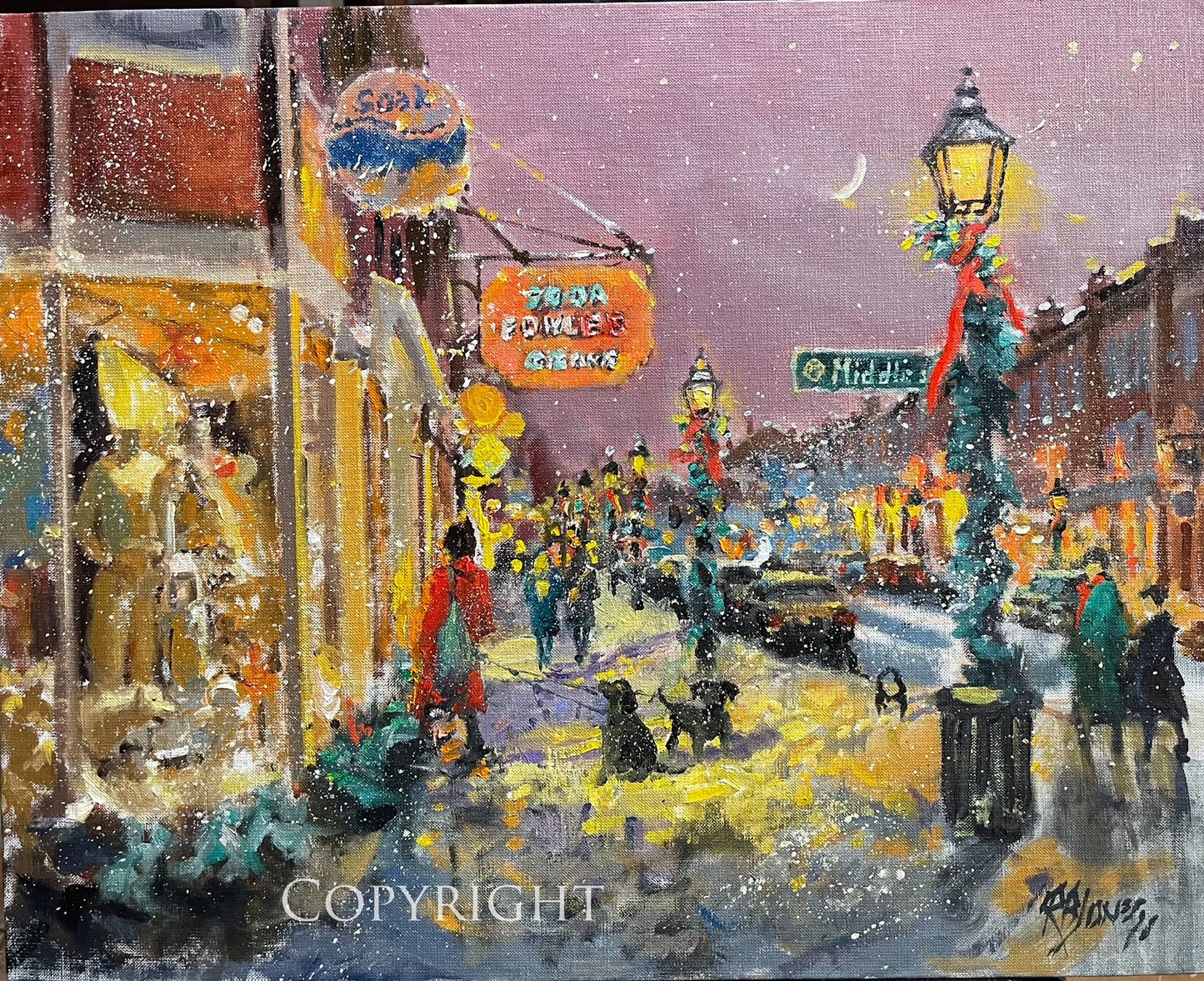 State Street at Middle early Evening in a light Snowfall
