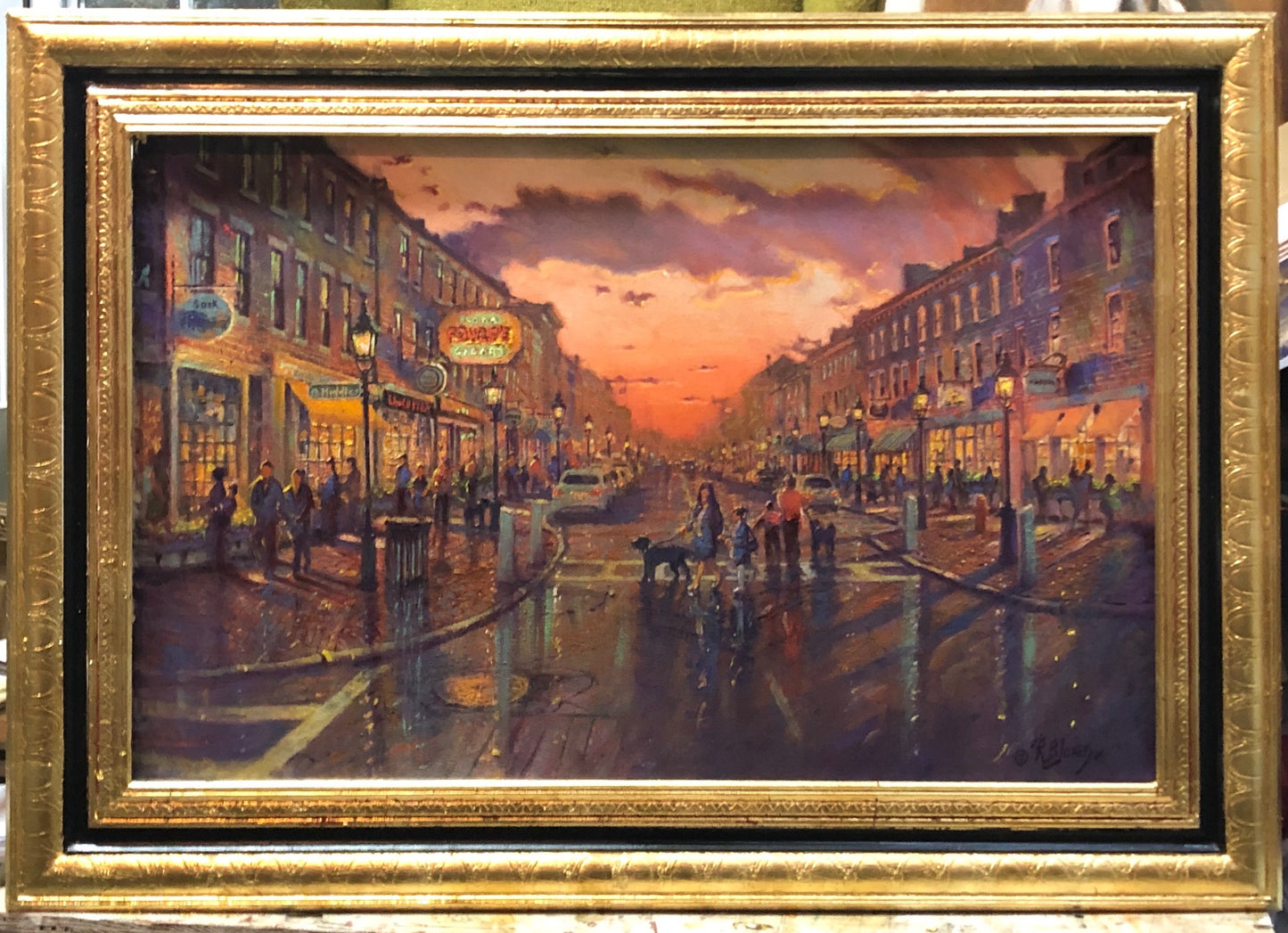 "State Street at Sunset" Oil Painting