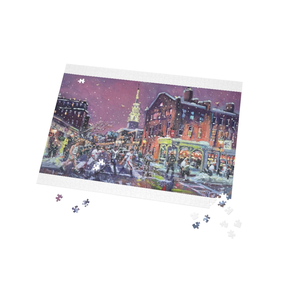 Puzzle (500, 1000-Piece) Boston Sports Players visit Newburyport 14 x 24” Oil, Richardburkejones