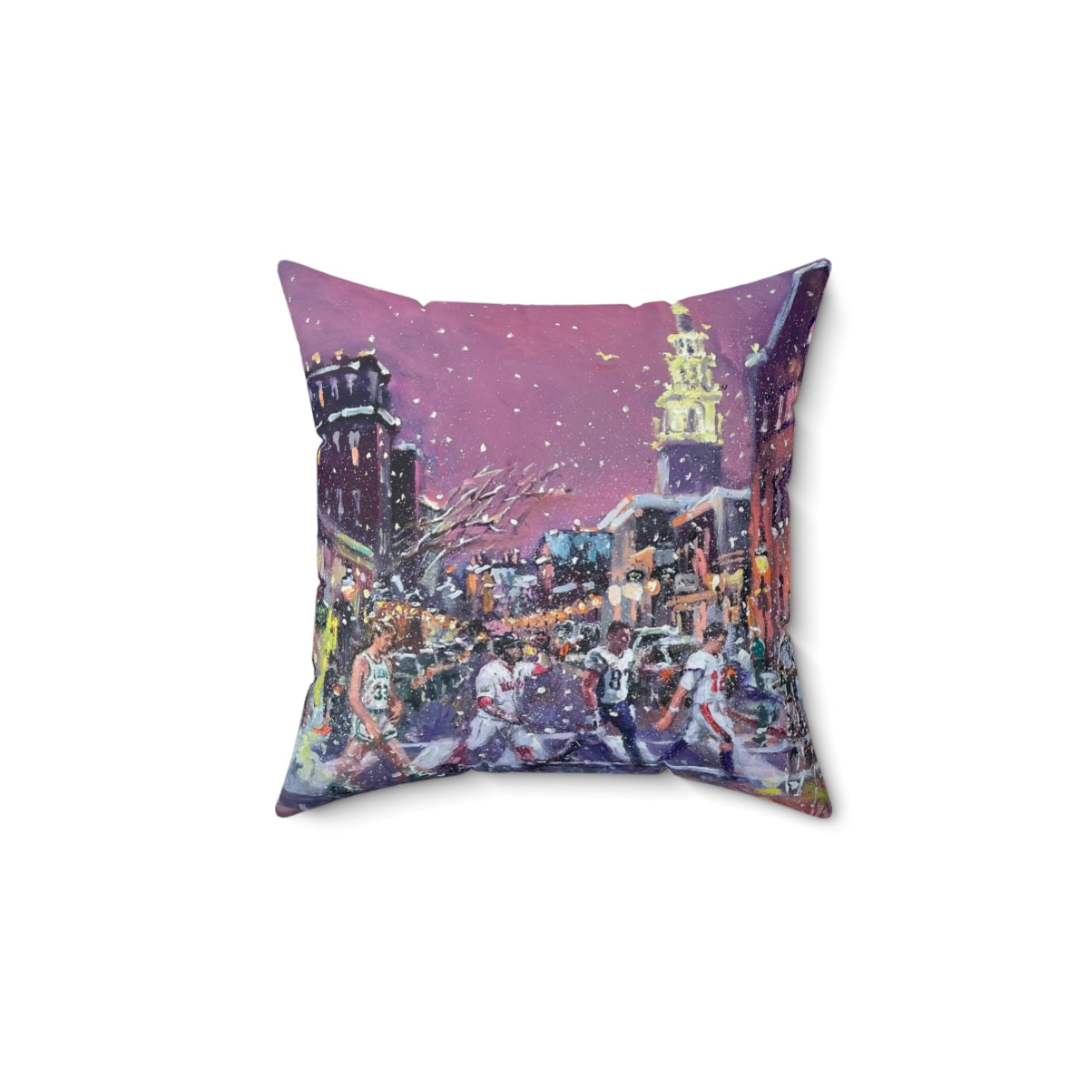 Boston Sports Legends....Bird, Gronk, Big Pappi, TB12 Spun Polyester Square Pillow