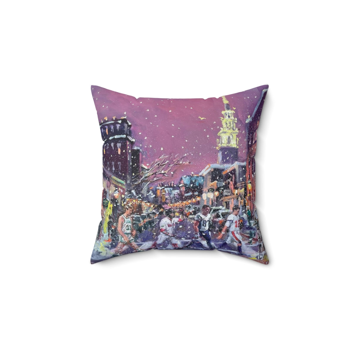 Boston Sports Legends....Bird, Gronk, Big Pappi, TB12 Spun Polyester Square Pillow