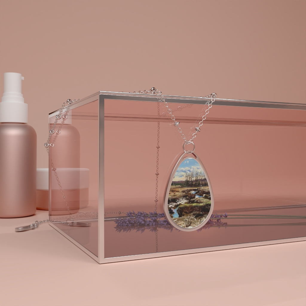 Oval Necklace Showing Oil Ptg of Newbury Marshes, Richard Burke Jones