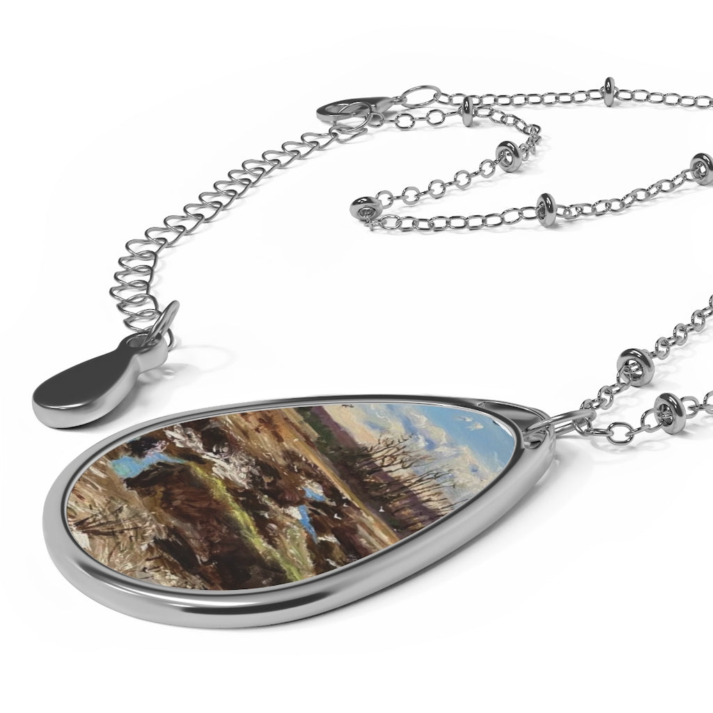 Oval Necklace Showing Oil Ptg of Newbury Marshes, Richard Burke Jones