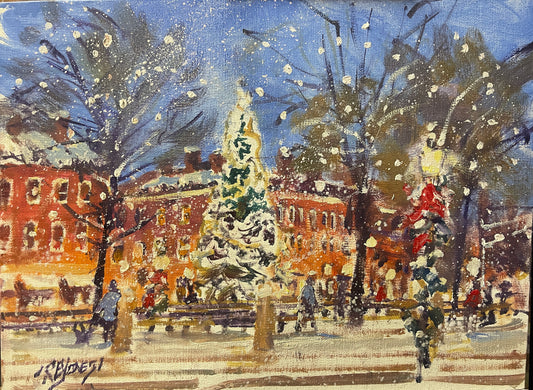 Studio Sketch Offer - Market Square -  oil on canvas, 9 x 12”, Richard Burke Jones