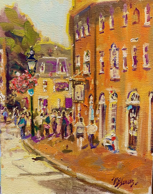 The Curve in Market Square, 11 x 14" oil