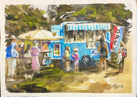 A Summer Afternoon at The Palette Creperie | Monhegan Island Watercolor (11" x 14")
