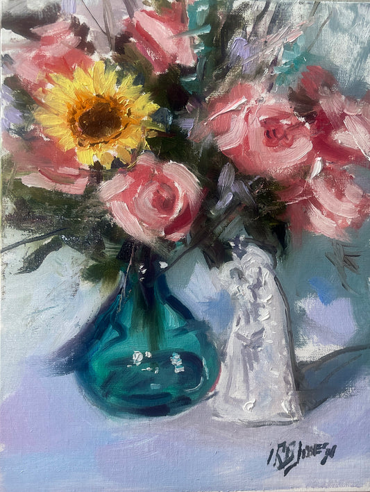 Studio Roses with Madonna Study — Oil on Board, 9 x 12 inches By Richard Burke Jones - One Week Only (Copy)