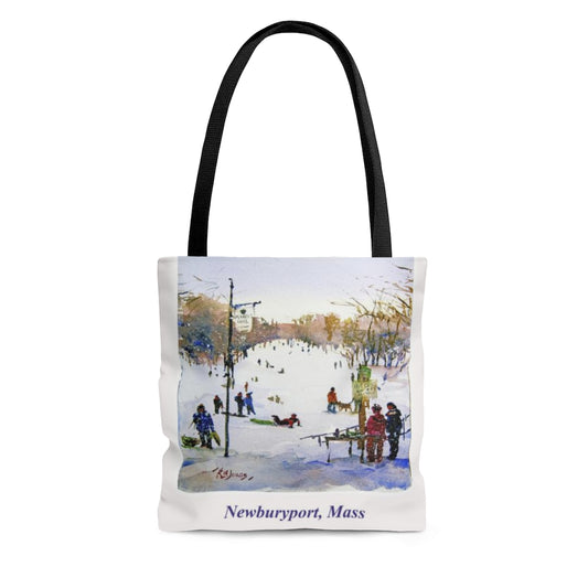 Ice Skating at the Mall Tote Bag by Richard Burke Jones