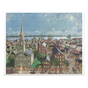 252 Piece Puzzle showing the Oil Painting of Pleasant Street to the Ships, Newburyport, 1860 by Richard Burke Jones