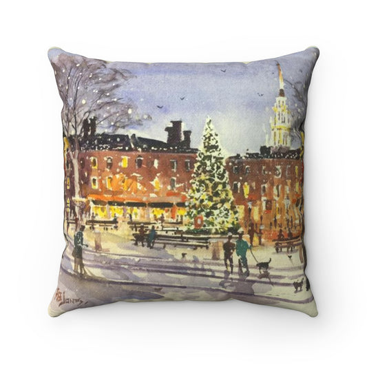 Holidays in Market Square, Newburyport Square Pillow