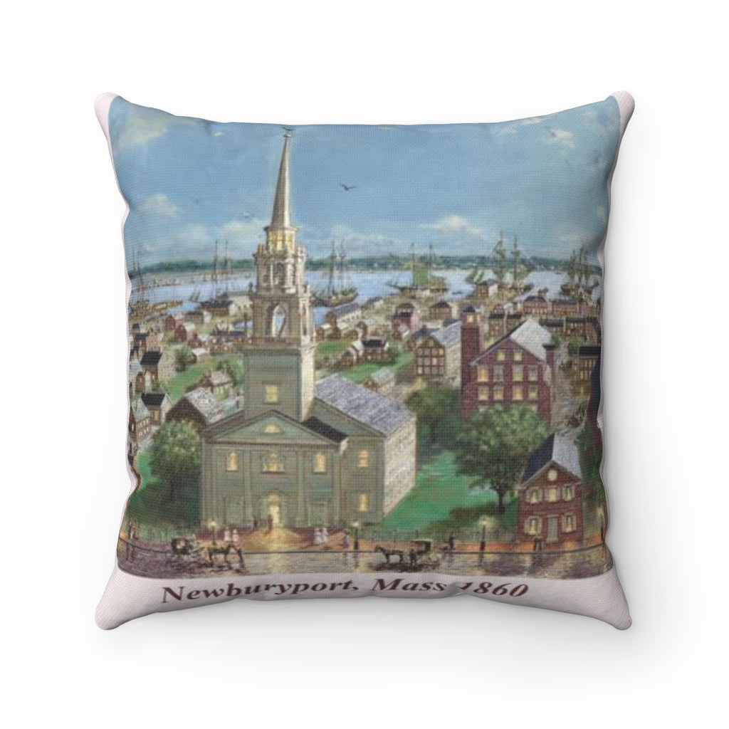 Pleasant St to the Ships, Newburyport, 1860 Square Pillow by Richard Burke Jones