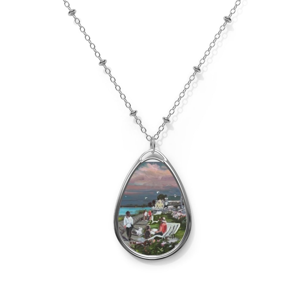 Oval Necklace Showing Oil Ptg of Joppa Park, Newburyport, Richard Burke Jones