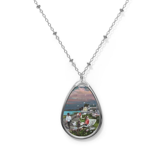 Oval Necklace Showing Oil Ptg of Joppa Park, Newburyport, Richard Burke Jones