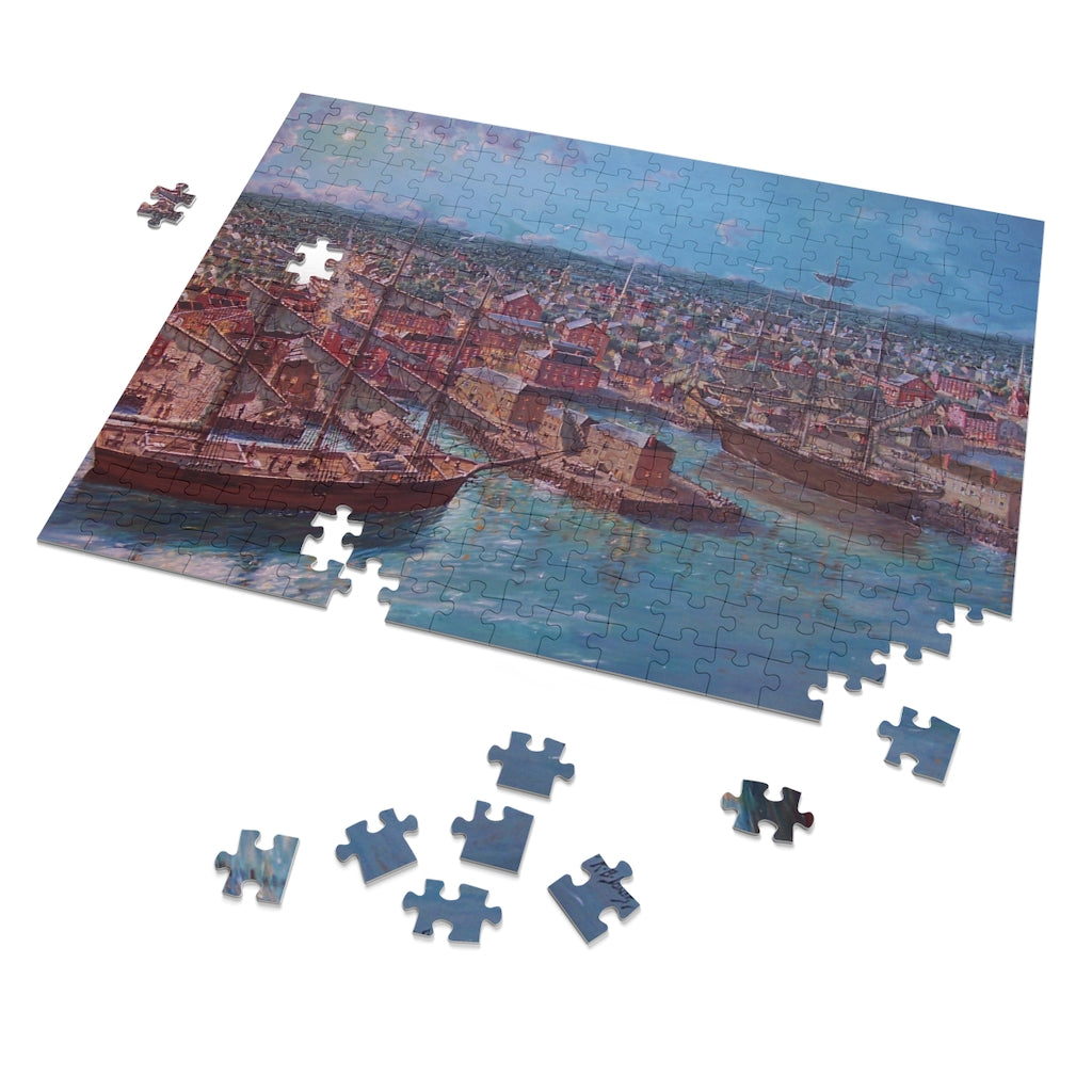 252 Piece Puzzle showing the historic oil painting 'Newburyport Harbou ...