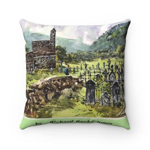 The Cathedral, Glendalough, Ireland Square Pillow with Case