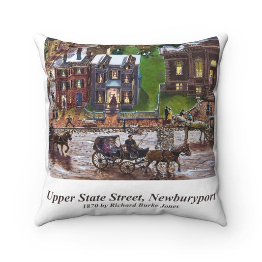 Upper State St, Newburyport, 1870 (Close Up) Square Pillow with Insert by Richard Burke Jones