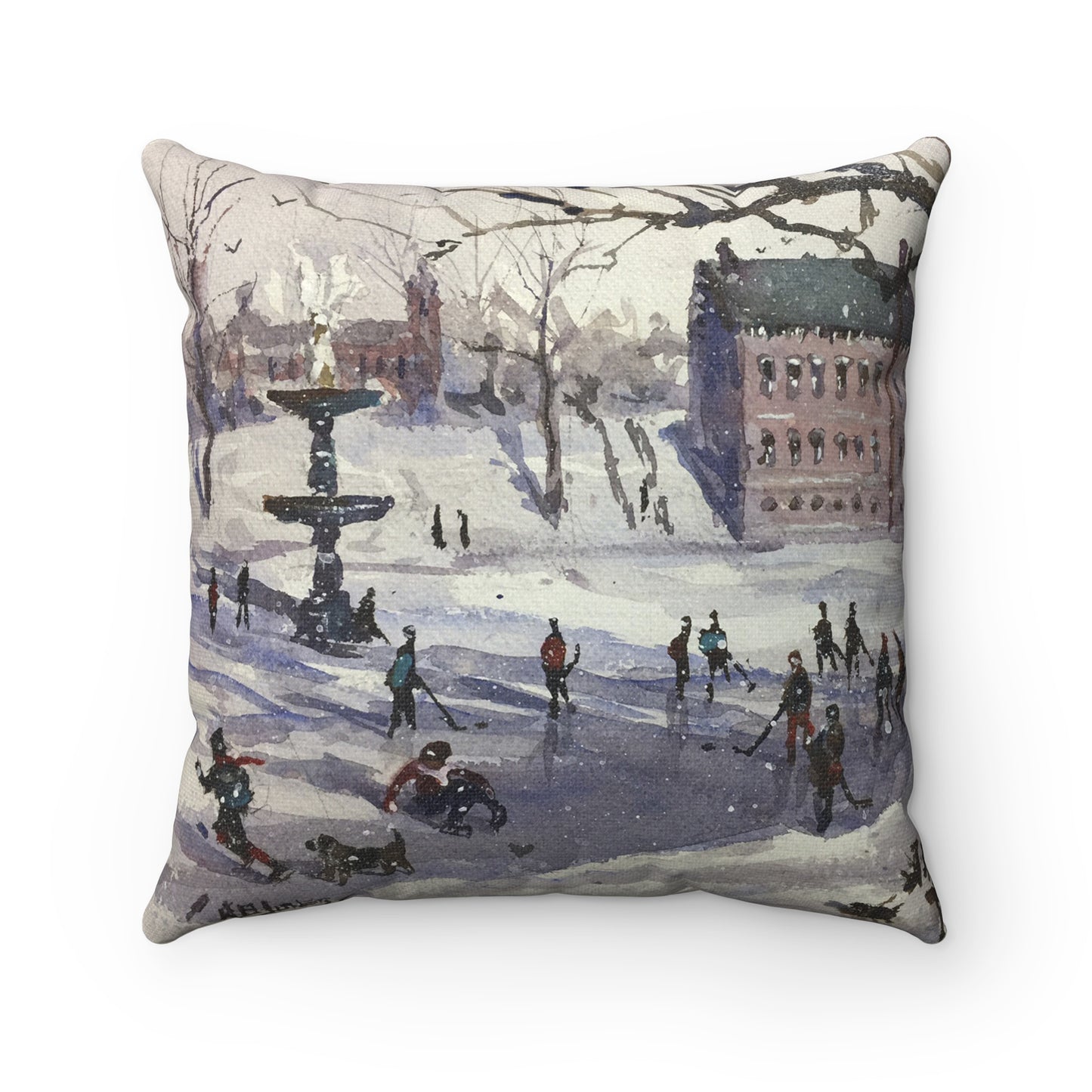 An Ice Hockey Game on Bartlett Mall Pillow Case