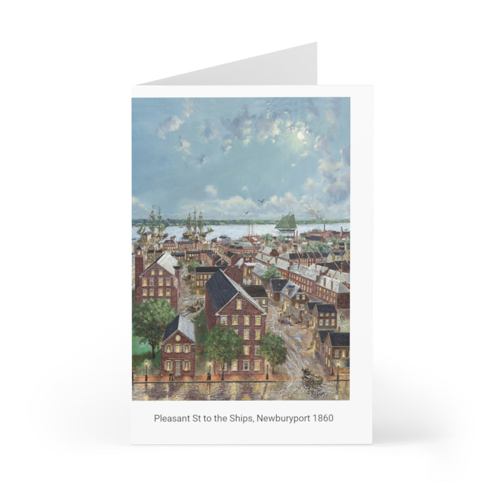 Greeting Cards (7 pcs) showing Oil Painting by Richard Burke Jones of ''Pleasant Street to the Ships, Newburyport, 1860