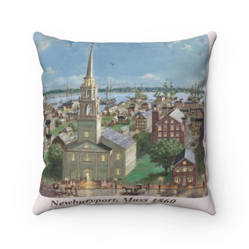 Pleasant St to the Ships, Newburyport, 1860 Square Pillow by Richard Burke Jones