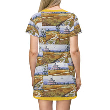All Over Print T-Shirt Dress showing the Pink House on the way to Plum Island