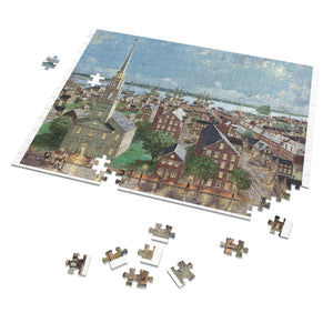 252 Piece Puzzle showing the Oil Painting of Pleasant Street to the Ships, Newburyport, 1860 by Richard Burke Jones
