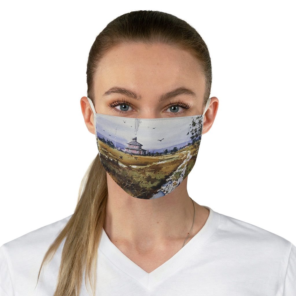 Fabric Face Mask showing “Pink House Watercolor”