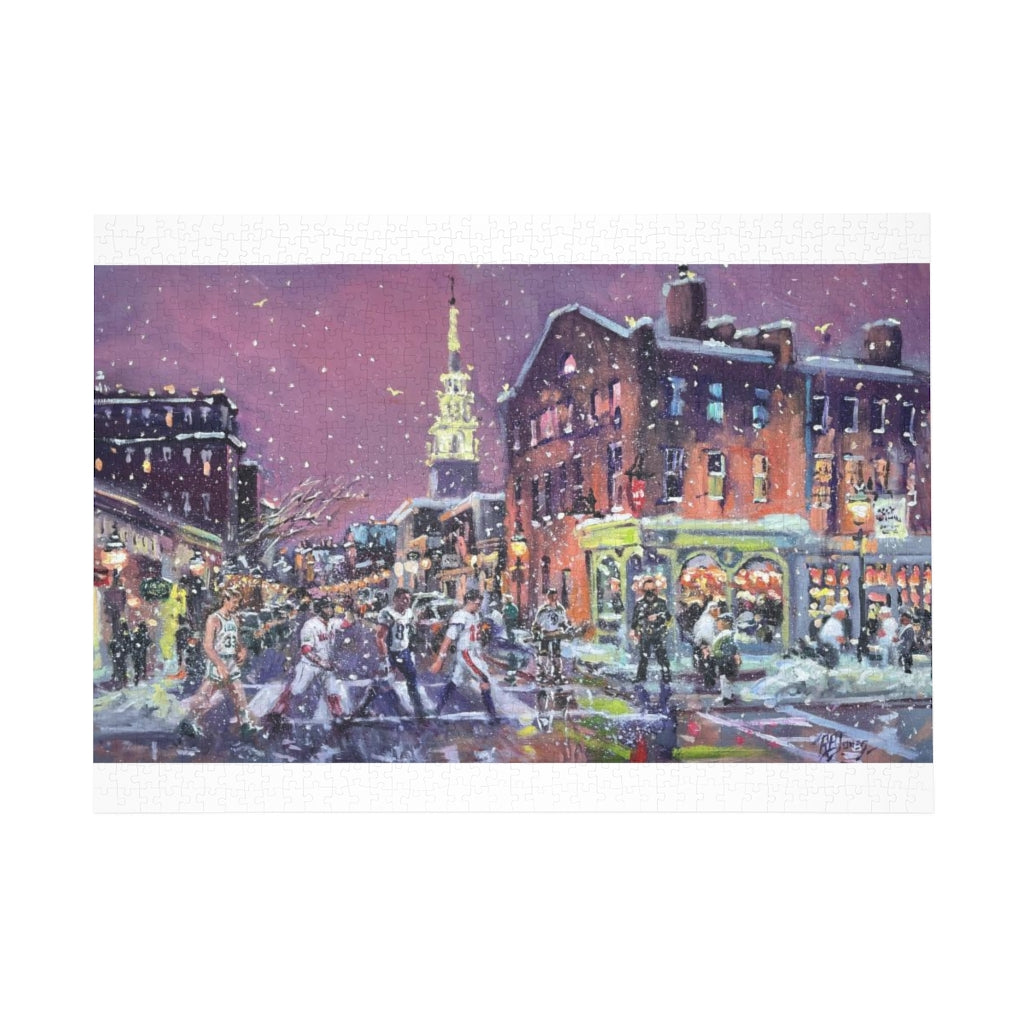 Puzzle (500, 1000-Piece) Boston Sports Players visit Newburyport 14 x 24” Oil, Richardburkejones