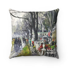 Showing the watercolor of Along Point  Shore by Richard Burke Jones. Spun Polyester Square Pillow