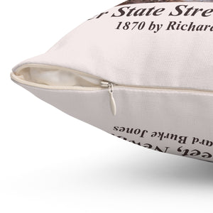 Upper State St, Newburyport, 1870 Square Pillow with Insert by Richard Burke Jones
