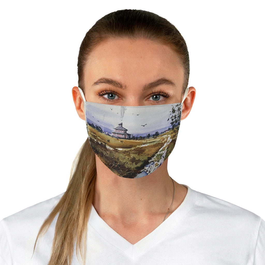 Fabric Face Mask showing “Pink House Watercolor”