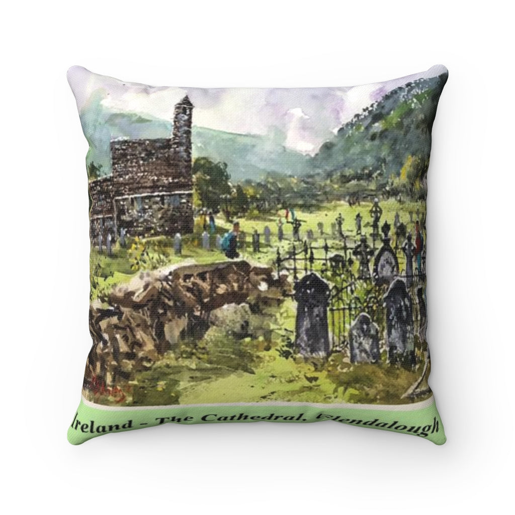 The Cathedral, Glendalough, Ireland Square Pillow with Case