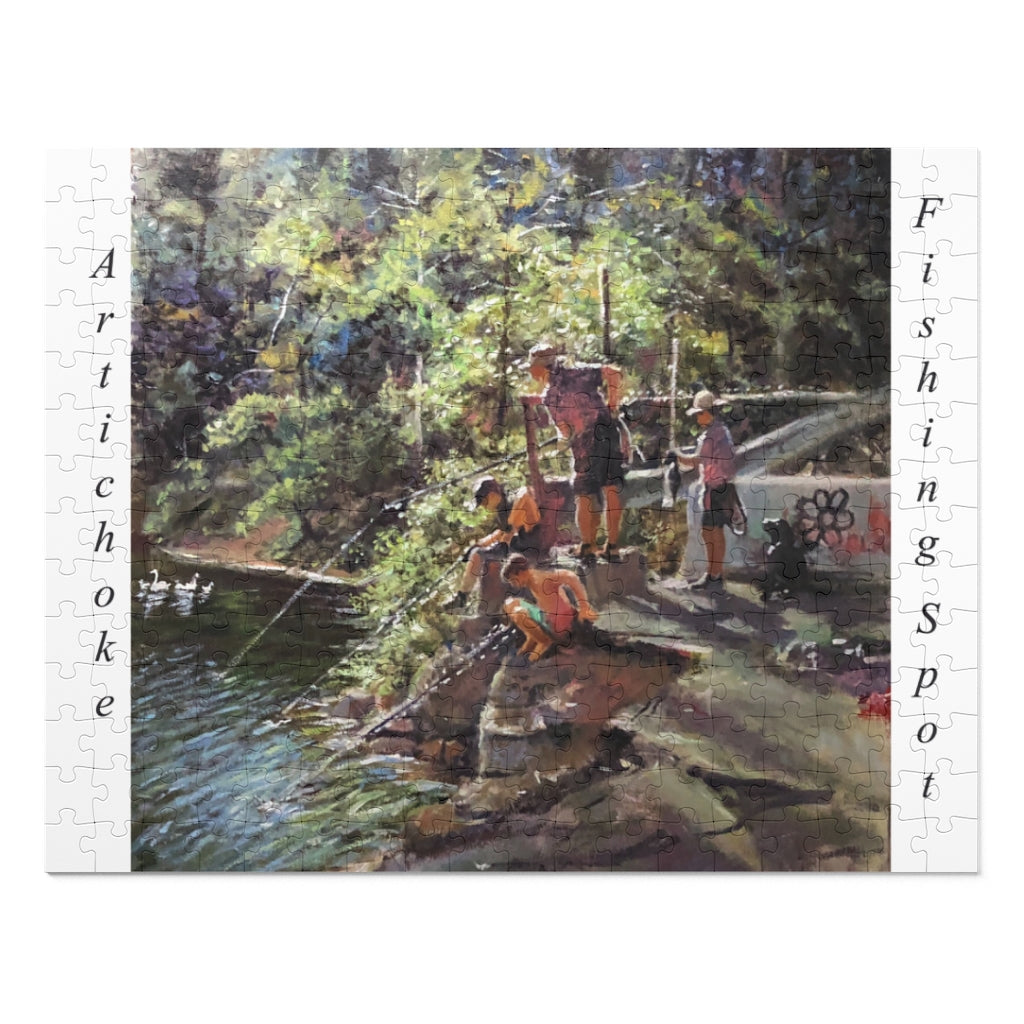 252 Piece Puzzle showing the Artichoke Fishing Spot by Richard Burke Jones