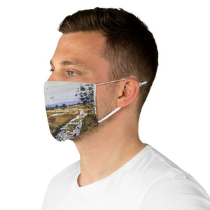 Fabric Face Mask showing “Pink House Watercolor”